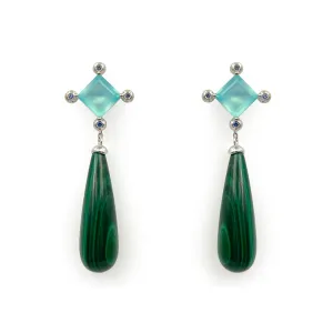 Ame Collection Earrings 4 - Detachable earrings in 18K white gold and blue sapphires (0.36ct), Chalcedon