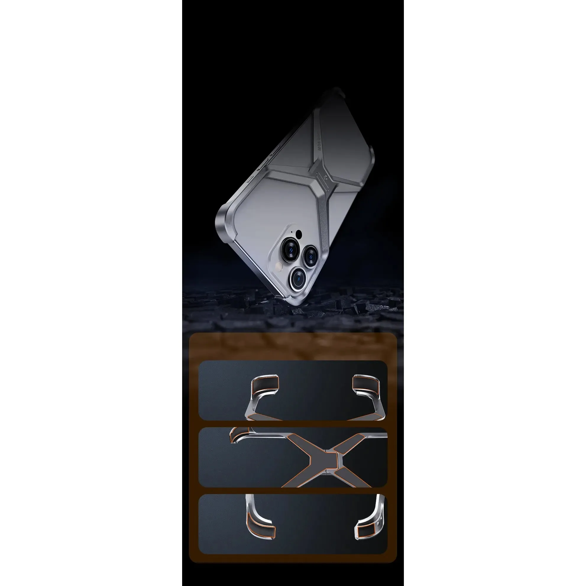 Armor Style Detachable Metal Alloy Hollow Case