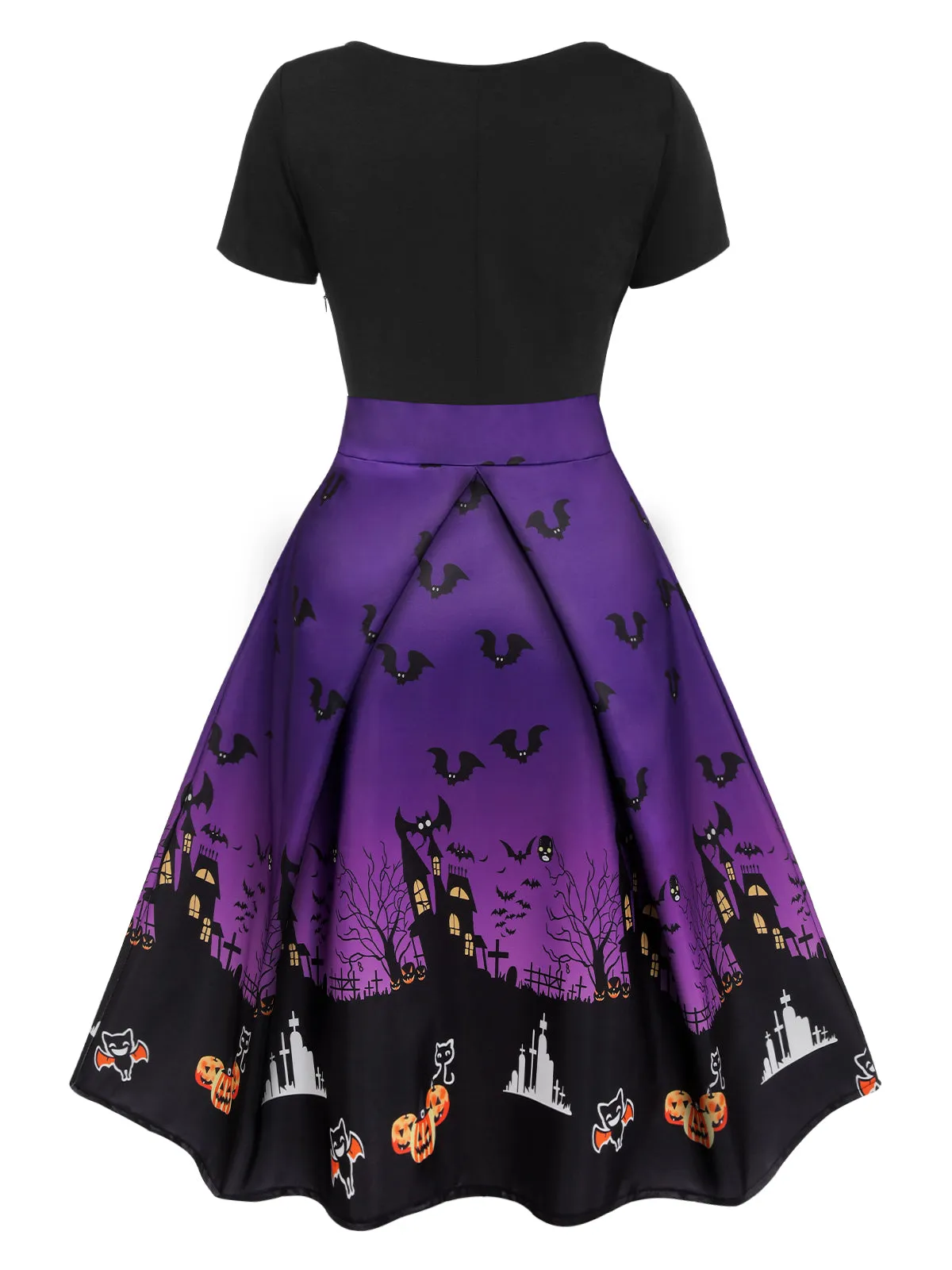 Black 1950s Halloween Button Dress