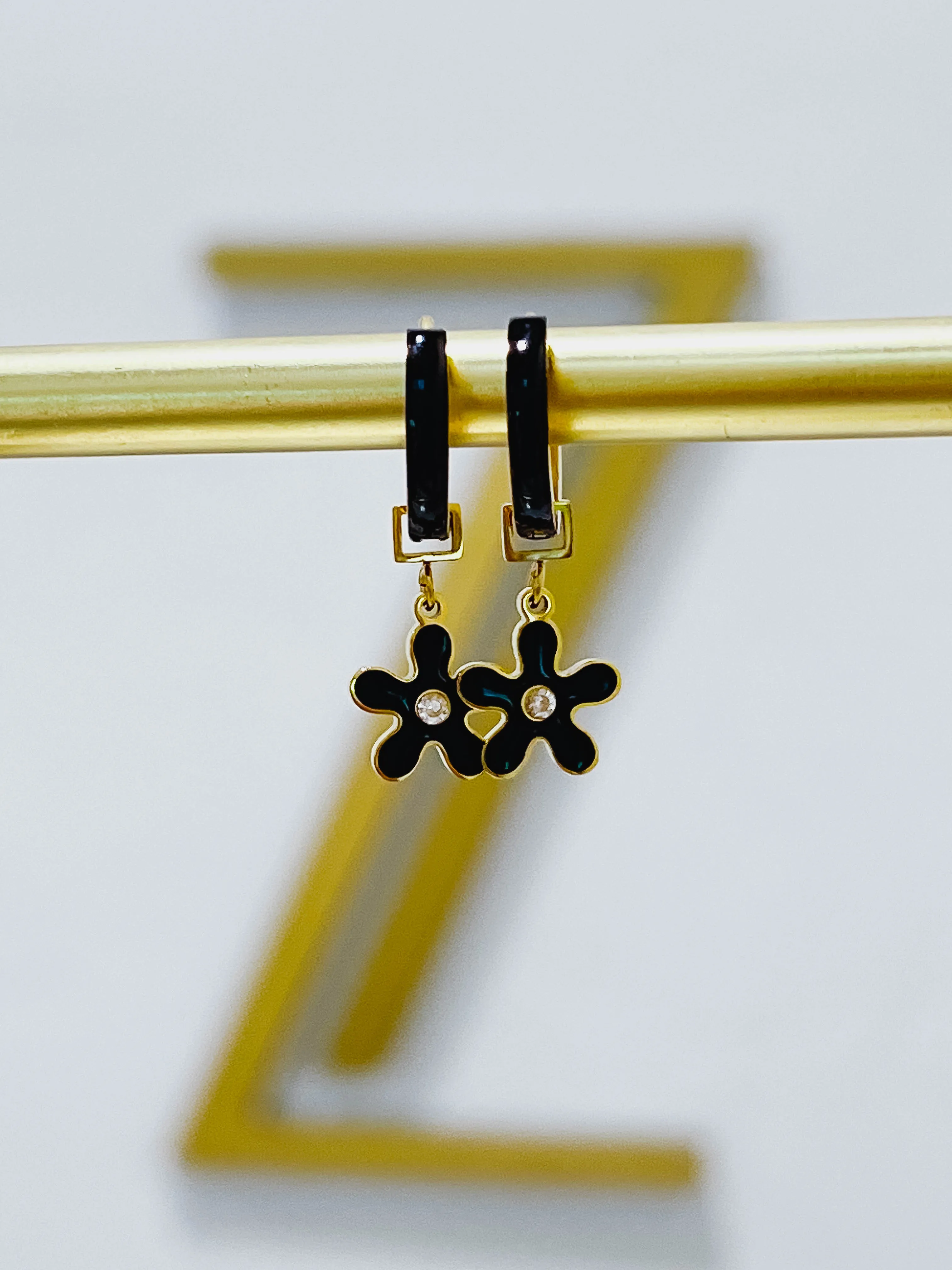 Black Enamel Zaana Mini Hoops