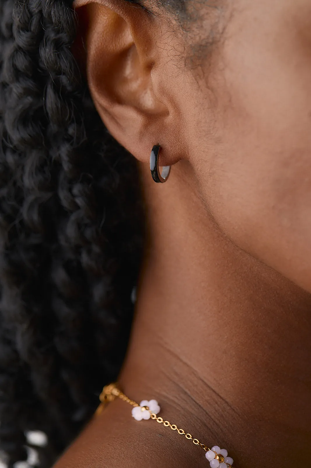 Black Enamel Zaana Mini Hoops