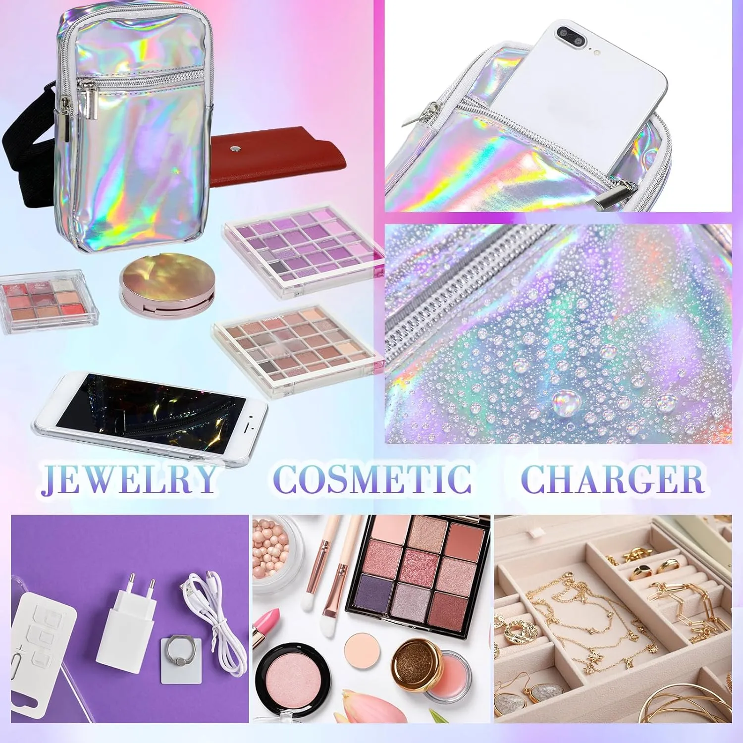 Carnival Leg Bag Holographic Thigh Bag with Adjustable Strap Leg Pouch Harness Women Summer Travel Hiking Pack(Silver,Leg Bag)