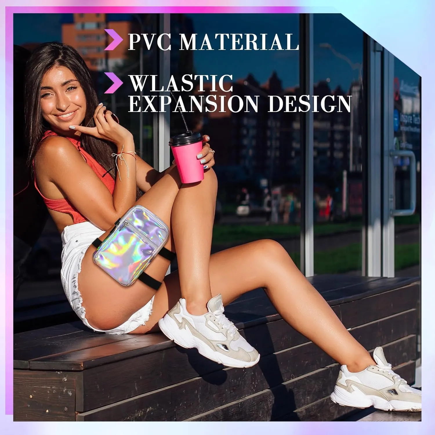 Carnival Leg Bag Holographic Thigh Bag with Adjustable Strap Leg Pouch Harness Women Summer Travel Hiking Pack(Silver,Leg Bag)
