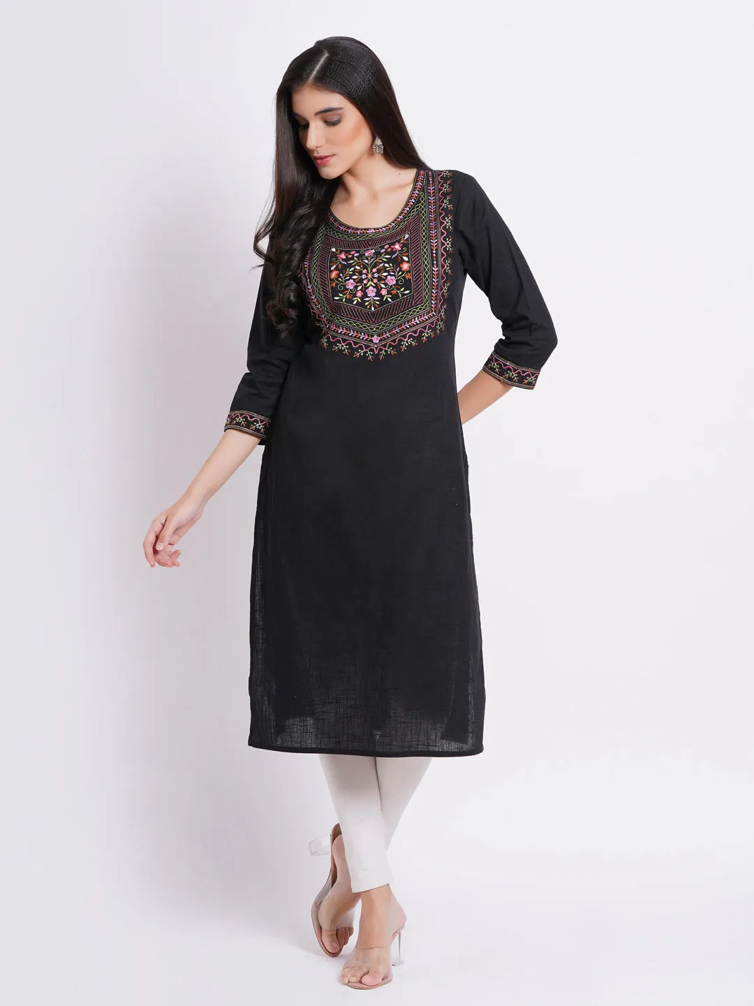 COLORFULL EMBROIDERED STRAIGHT KURTI