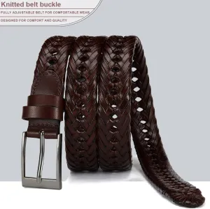 DOOPAI Mens Belts, Braided Leather Dress Belt,Woven Braided Belts for Gift Men Casual Jeans Golf