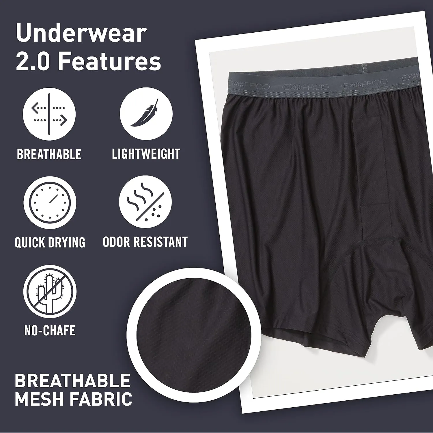 Exofficio Men's Give-N-Go 2.0 Boxer 2 Pack