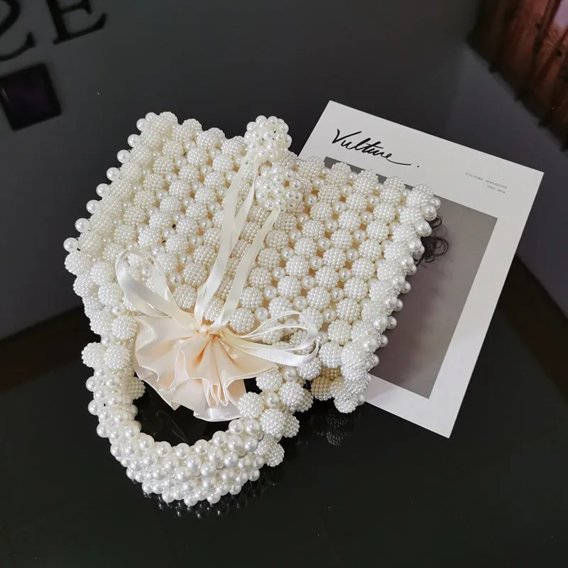 French Flair: Hand-Woven Bayberry Ball Bag with Beads - A Chic Dinner Handbag for the Fashionista!
