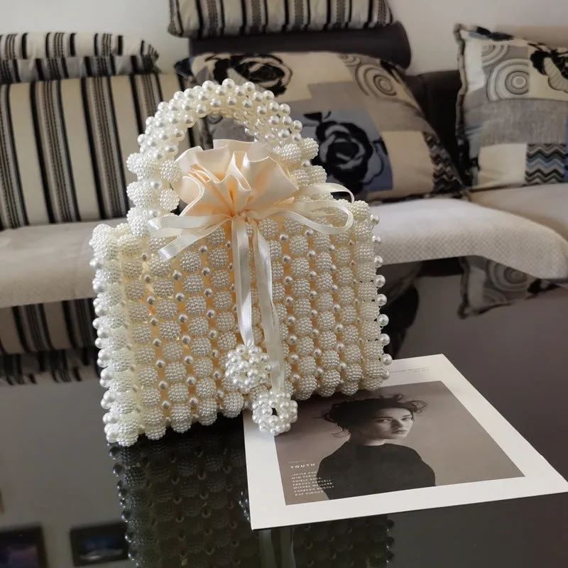 French Flair: Hand-Woven Bayberry Ball Bag with Beads - A Chic Dinner Handbag for the Fashionista!