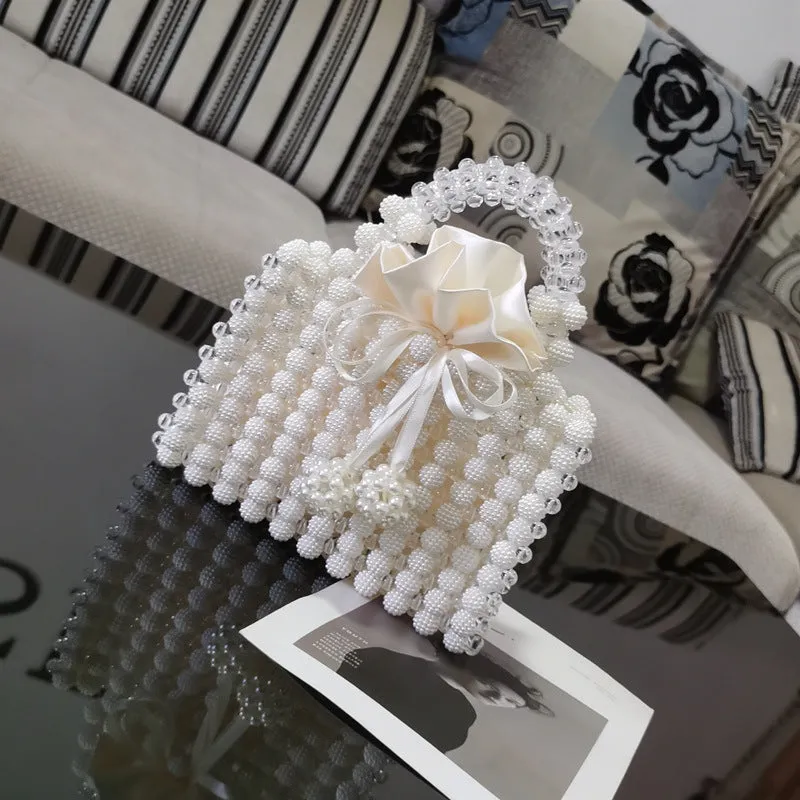 French Flair: Hand-Woven Bayberry Ball Bag with Beads - A Chic Dinner Handbag for the Fashionista!