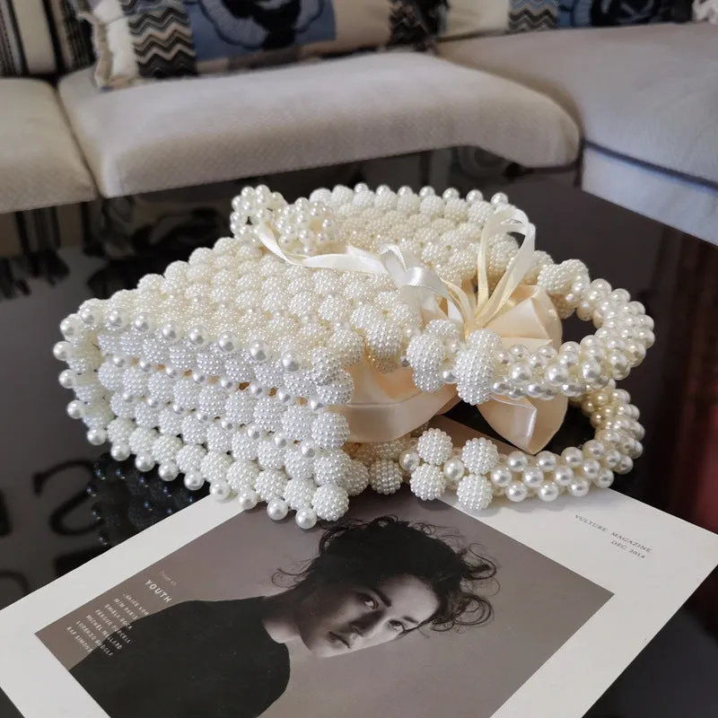 French Flair: Hand-Woven Bayberry Ball Bag with Beads - A Chic Dinner Handbag for the Fashionista!
