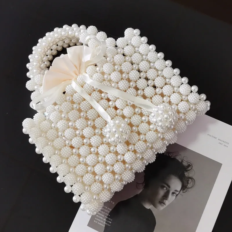 French Flair: Hand-Woven Bayberry Ball Bag with Beads - A Chic Dinner Handbag for the Fashionista!