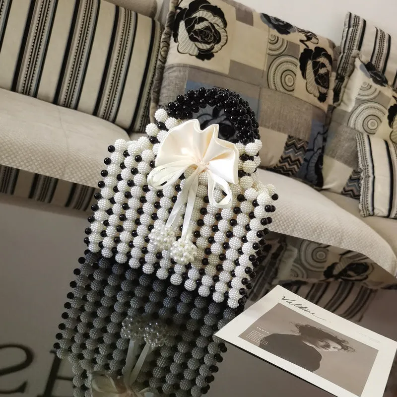 French Flair: Hand-Woven Bayberry Ball Bag with Beads - A Chic Dinner Handbag for the Fashionista!