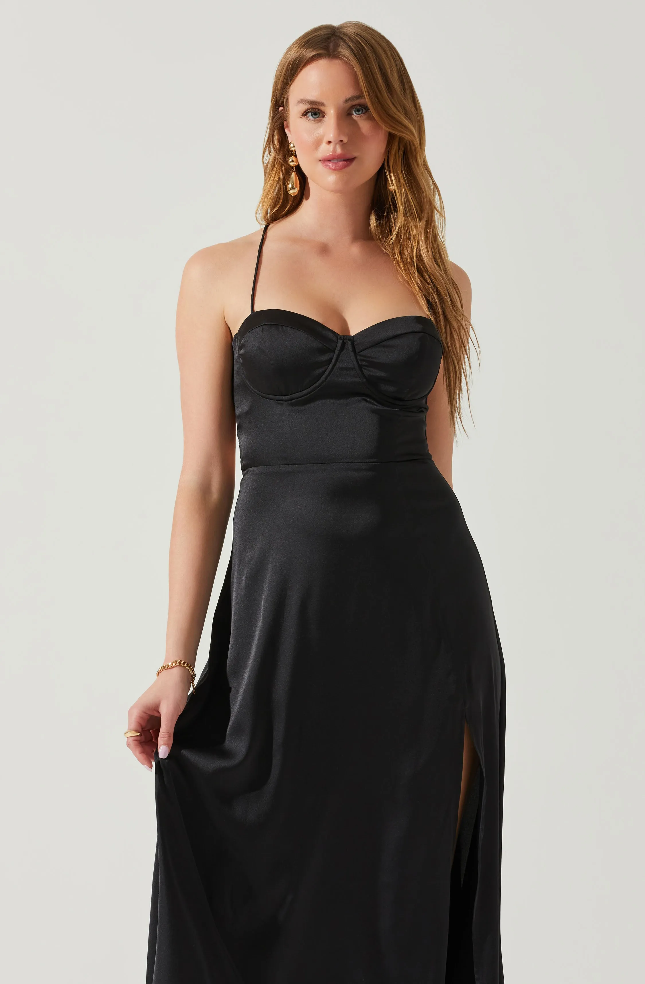 Gala Bustier Cross Strap Midi Dress