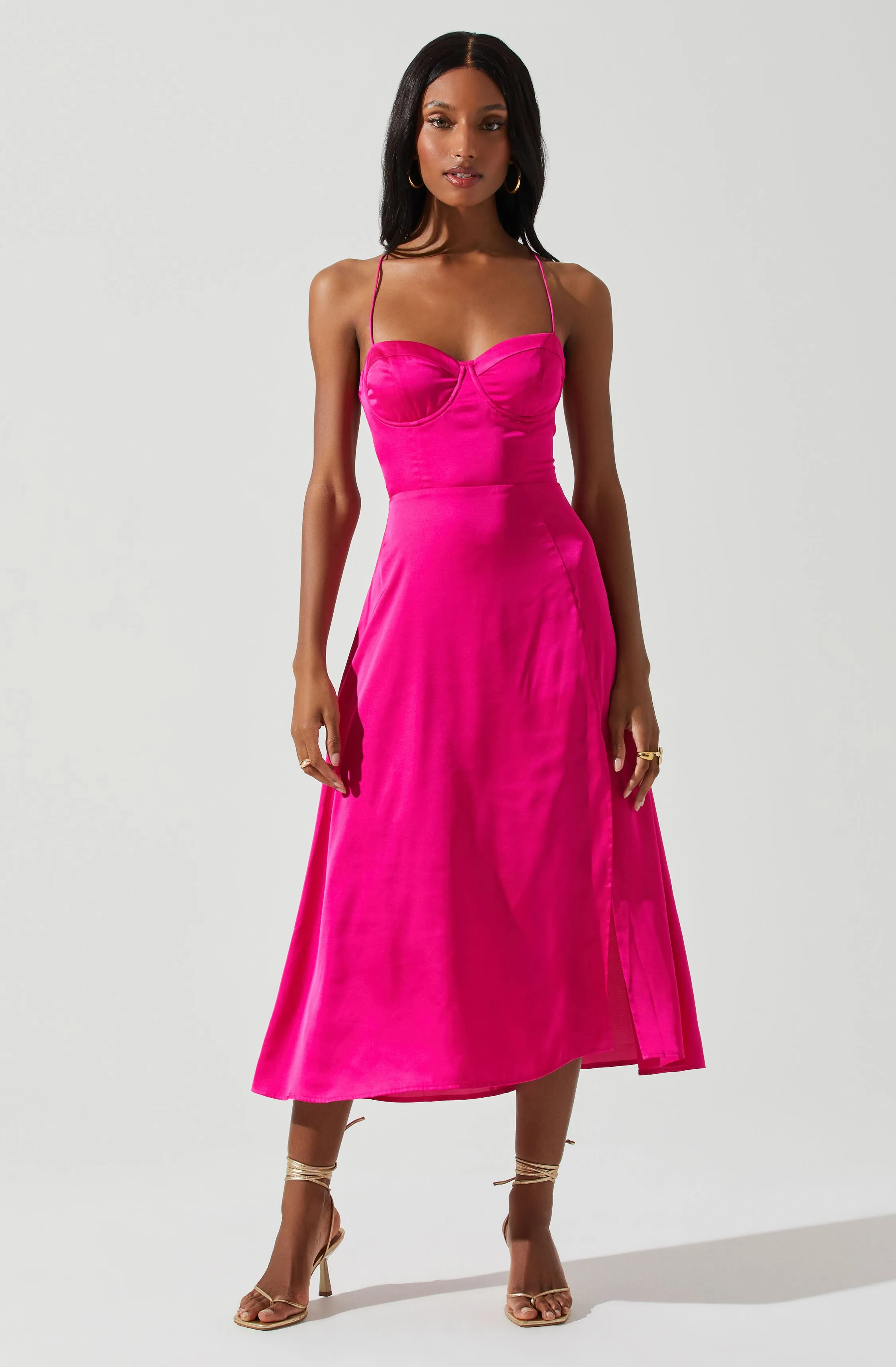Gala Bustier Cross Strap Midi Dress