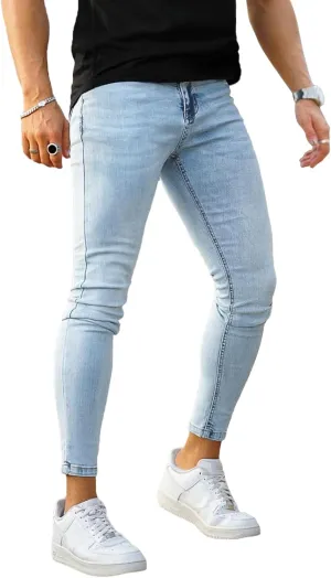 GINGTTO Men's Skinny Jeans Stretch Ripped Tapered Leg