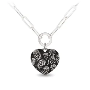 Jellyfish Large Puffed Heart Large Paperclip Chain Necklace