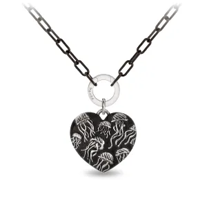 Jellyfish Large Puffed Heart Small Paperclip Chain Necklace