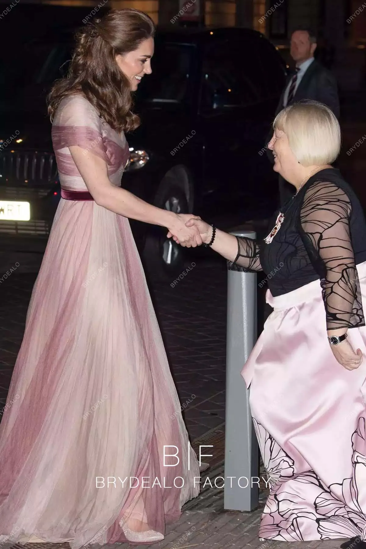 Kate Middleton Dusty Rose V-neck Long Gala Dinner Dress