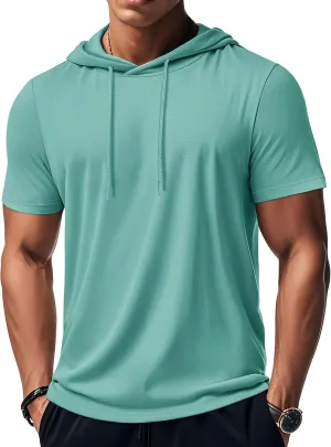 MAGCOMSEN Men's Short Sleeve Hoodie Cotton Hooded T Shirts Lightweight Sweatshirt Hoodies Pullover