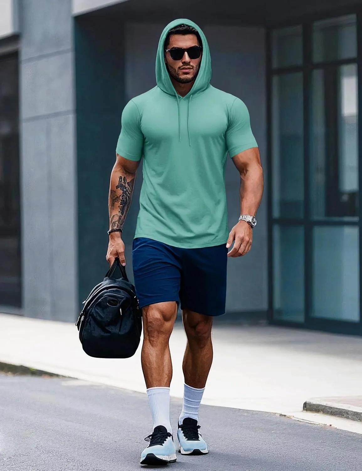 MAGCOMSEN Men's Short Sleeve Hoodie Cotton Hooded T Shirts Lightweight Sweatshirt Hoodies Pullover