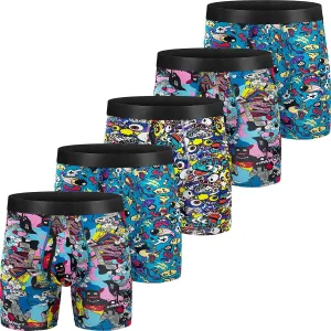 Mens Underwear Cotton Boxer Briefs Comfy Breathable 6" Underwear Tagless Wide Waistband Boxer Briefs Multipack