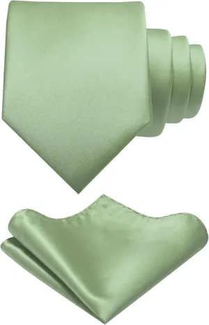 RBOCOTT Solid Color Tie and Pocket Square Set for Men