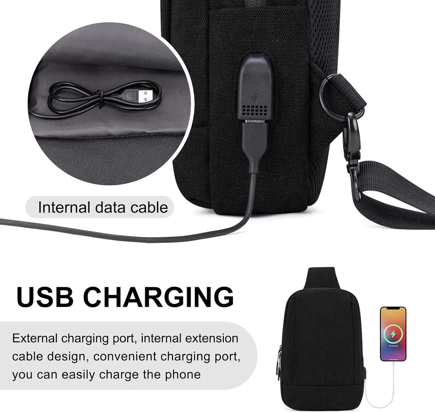 Sling Bag Crossbody Bag Men with USB Charging Port Small Messenger Bag Cross Body Shoulder Bag Sling Backpack Women