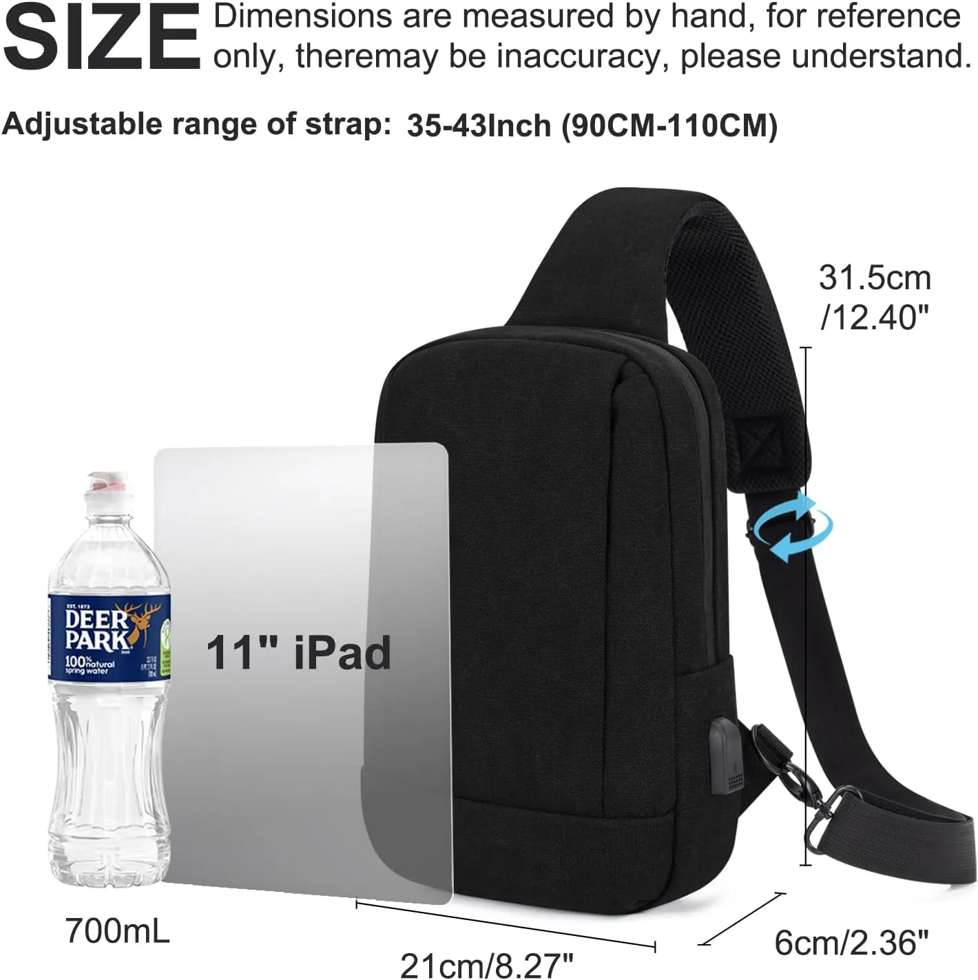 Sling Bag Crossbody Bag Men with USB Charging Port Small Messenger Bag Cross Body Shoulder Bag Sling Backpack Women