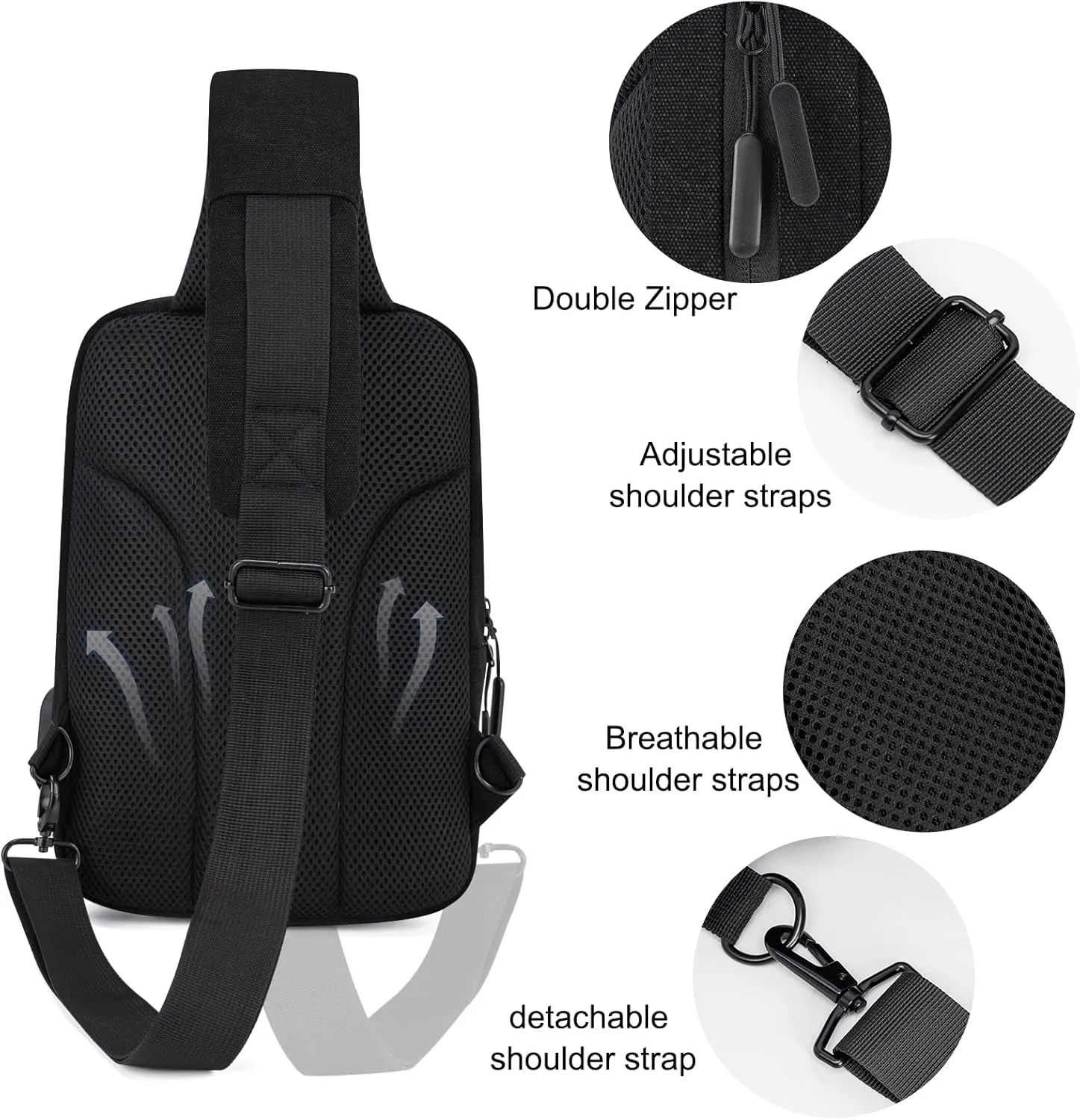 Sling Bag Crossbody Bag Men with USB Charging Port Small Messenger Bag Cross Body Shoulder Bag Sling Backpack Women