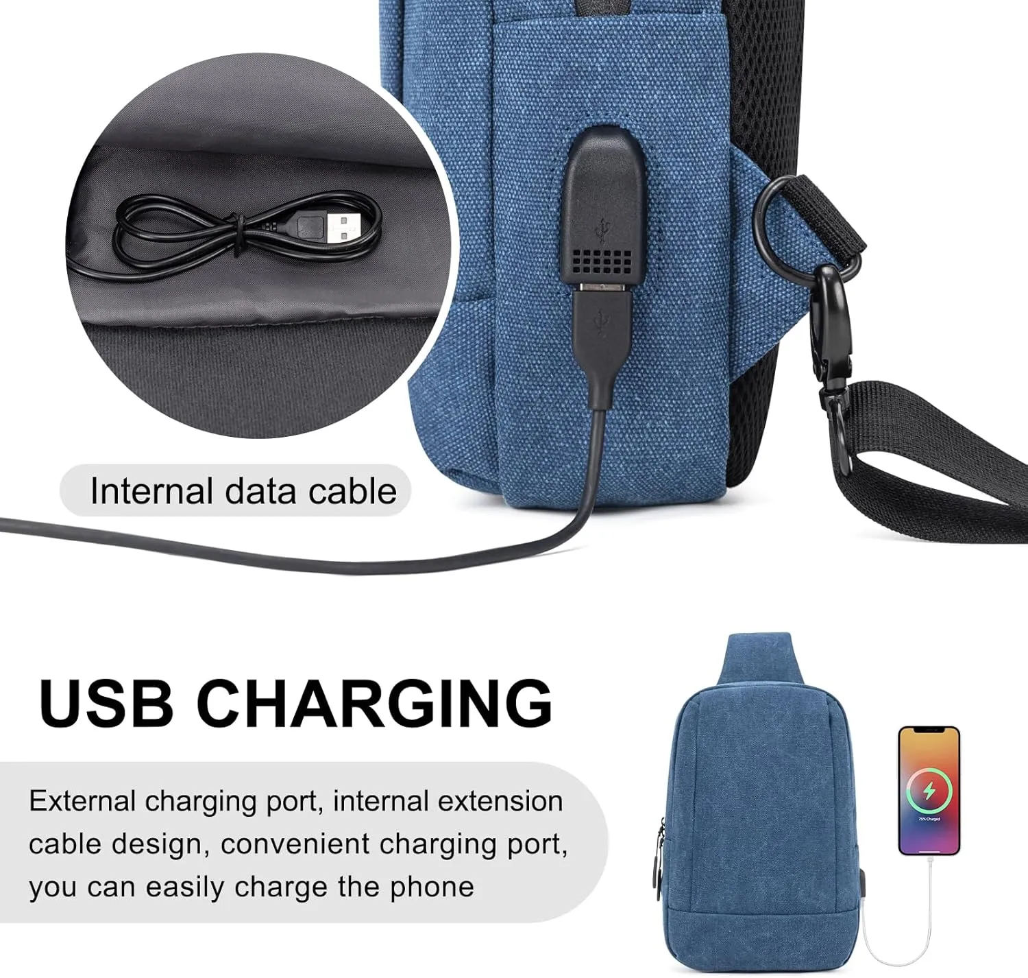 Sling Bag Crossbody Bag Men with USB Charging Port Small Messenger Bag Cross Body Shoulder Bag Sling Backpack Women