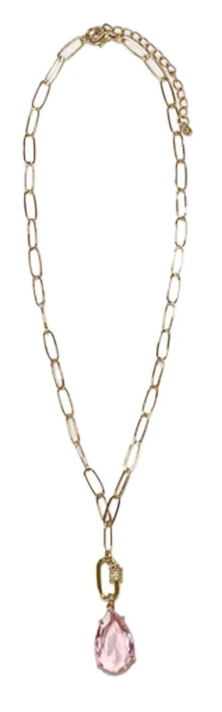Southern Grace Women's Pink Crystal Drop Necklace
