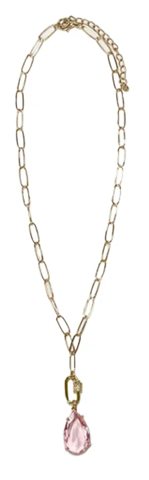 Southern Grace Women's Pink Crystal Drop Necklace