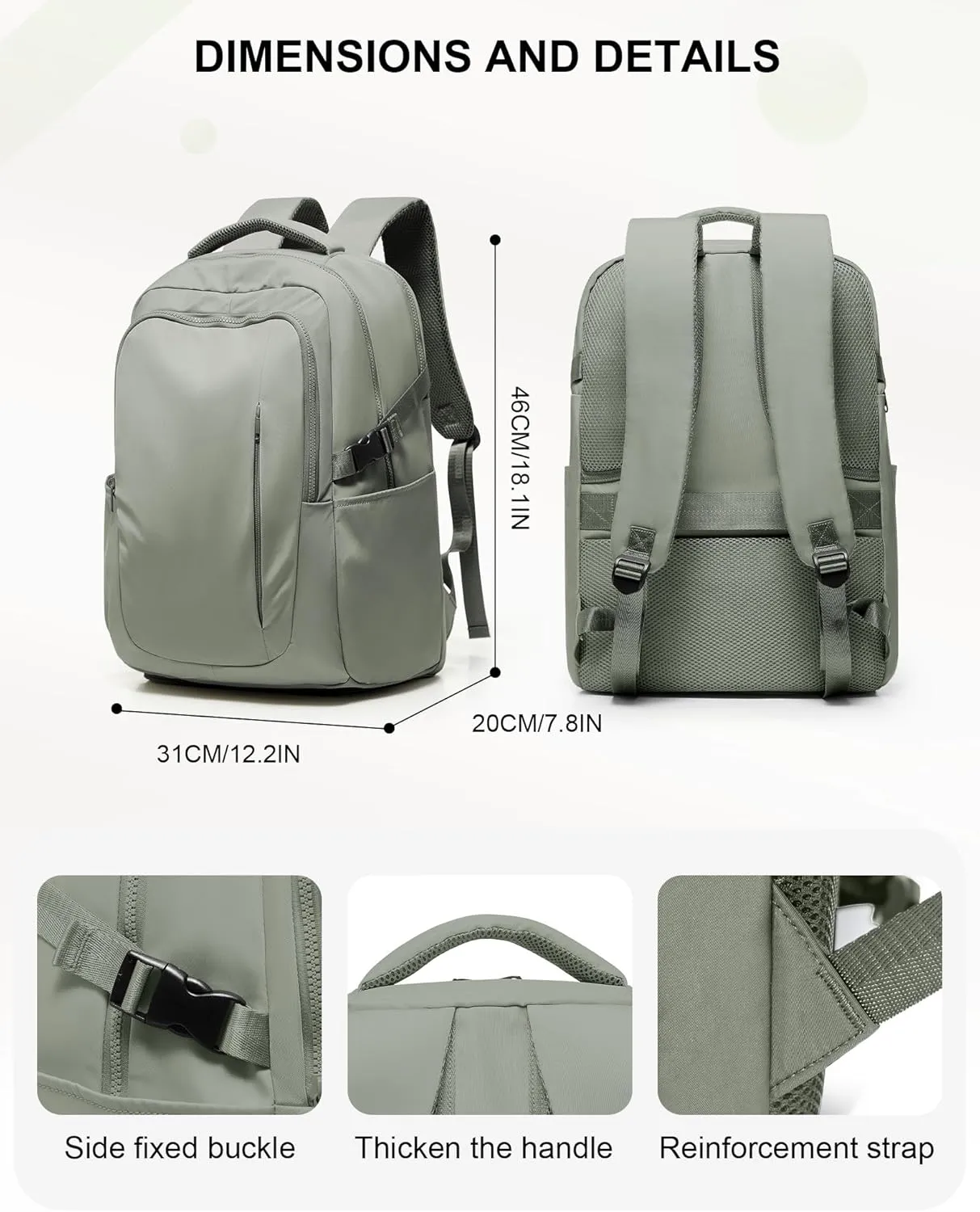 suwasp Large Travel Backpack for Women Men Airline Approved Carry On Personal Item Backpack Bag Frontier Airlines Personal Item Bag Flight Approved Luggage Backpack - Green