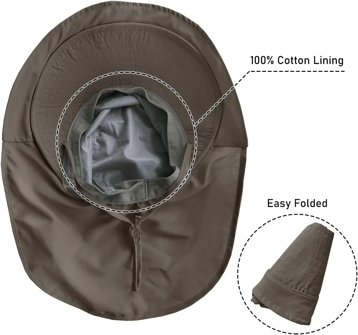 Womens Sun Hat UPF 50  Wide Brim and Ponytail Hole, Hiking Safari Hat with Neck Flap??