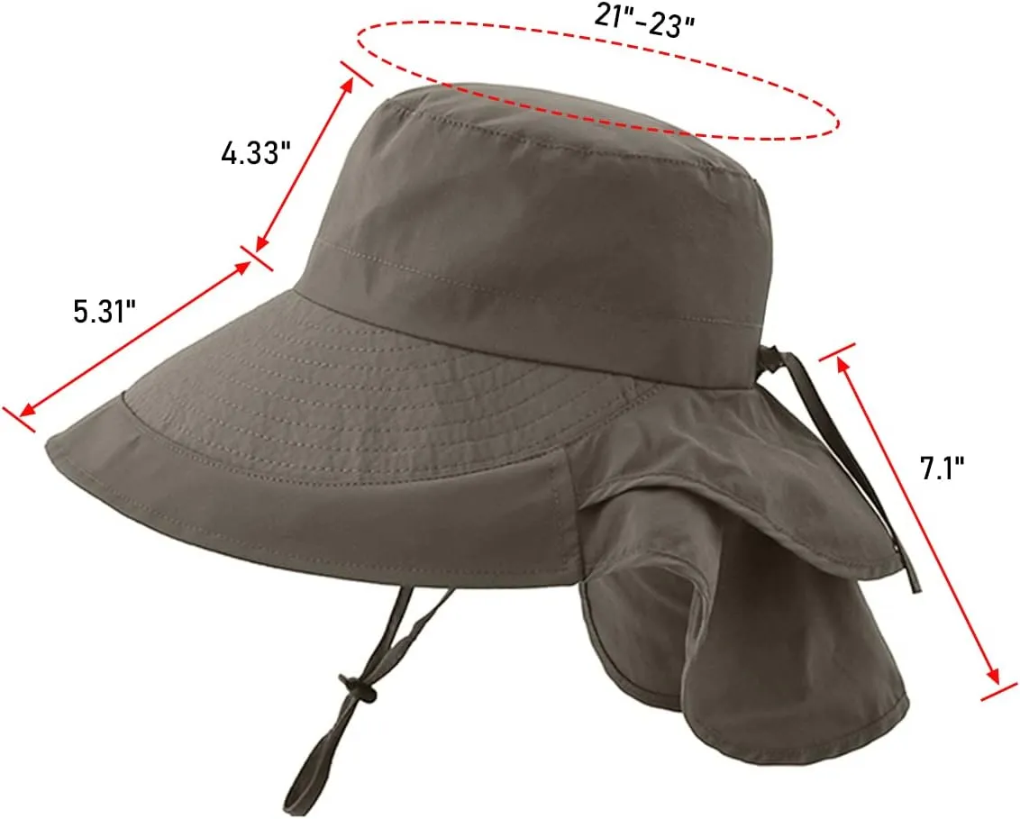 Womens Sun Hat UPF 50  Wide Brim and Ponytail Hole, Hiking Safari Hat with Neck Flap??